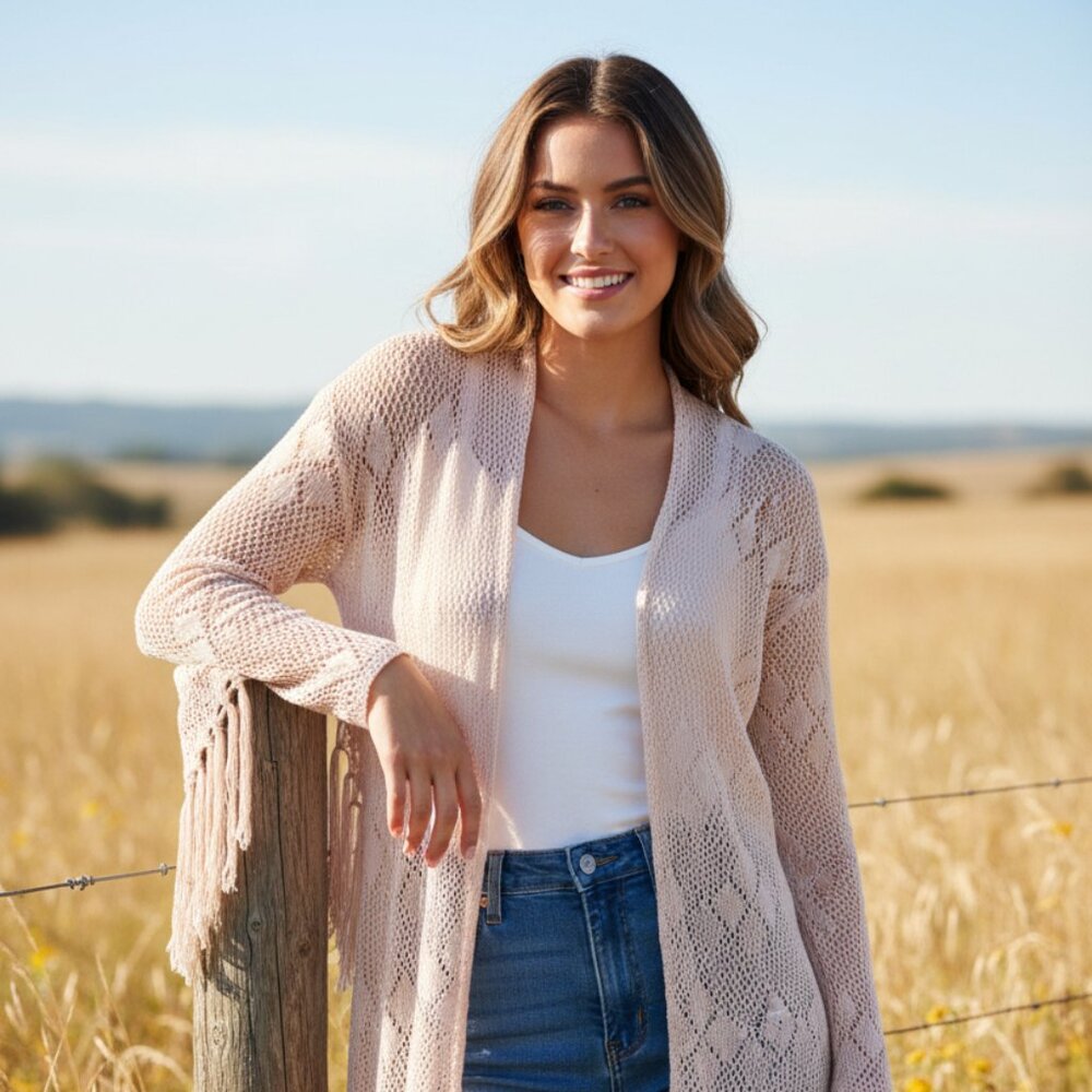 Winter Lennon, Waterfall, Knit Wrap Cardigan, Size Large